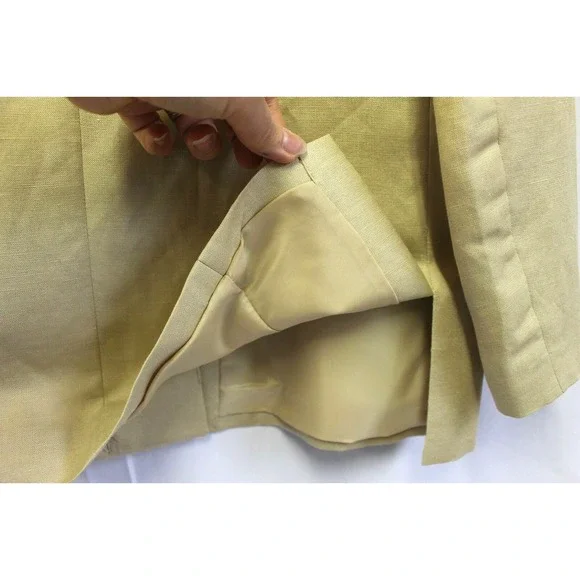 NWT Danielle Martin Women 12 Blazer Jacket Long Sleeve Work Linen Beige Lining - Picture 6 of 9